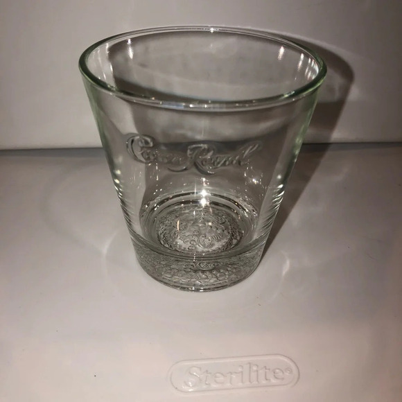 Crown Royal Whiskey Embossed Logo Round Rocks Lowball Drinking Glass - Picture 1 of 5